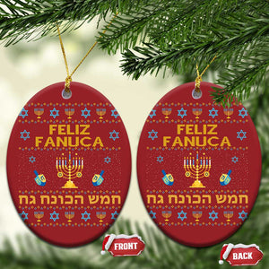 Funny Hanukkah Christmas Ornament Feliz Januca Ladino Jewish Sephardic TS09 Oval Red Print Your Wear