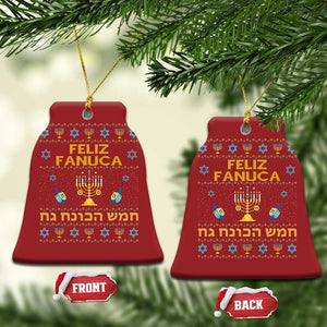 Funny Hanukkah Christmas Ornament Feliz Januca Ladino Jewish Sephardic TS09 Bell Flake Red Print Your Wear