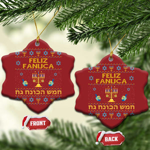 Funny Hanukkah Christmas Ornament Feliz Januca Ladino Jewish Sephardic TS09 Snow Flake Red Print Your Wear