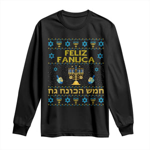 Funny Hanukkah Long Sleeve Shirt Feliz Januca Ladino Jewish Sephardic TS09 Black Print Your Wear