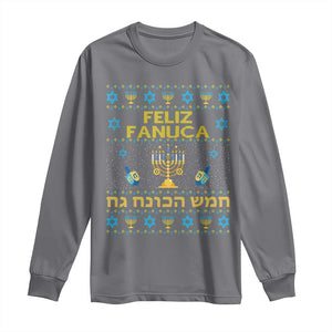 Funny Hanukkah Long Sleeve Shirt Feliz Januca Ladino Jewish Sephardic TS09 Charcoal Print Your Wear