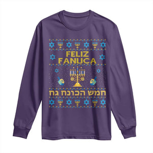 Funny Hanukkah Long Sleeve Shirt Feliz Januca Ladino Jewish Sephardic TS09 Purple Print Your Wear