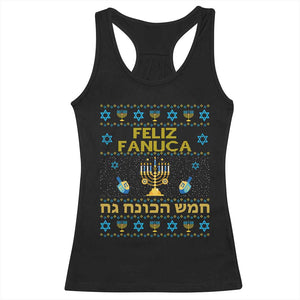 Funny Hanukkah Racerback Tank Top Feliz Januca Ladino Jewish Sephardic TS09 Black Print Your Wear