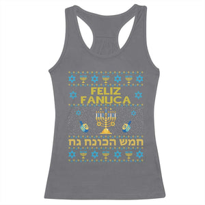 Funny Hanukkah Racerback Tank Top Feliz Januca Ladino Jewish Sephardic TS09 Charcoal Print Your Wear