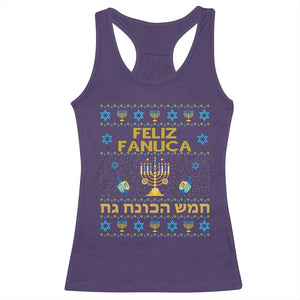 Funny Hanukkah Racerback Tank Top Feliz Januca Ladino Jewish Sephardic TS09 Purple Print Your Wear