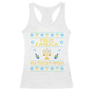 Funny Hanukkah Racerback Tank Top Feliz Januca Ladino Jewish Sephardic TS09 White Print Your Wear