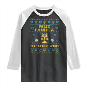 Funny Hanukkah Raglan Shirt Feliz Januca Ladino Jewish Sephardic TS09 Black White Print Your Wear