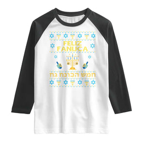 Funny Hanukkah Raglan Shirt Feliz Januca Ladino Jewish Sephardic TS09 White Black Print Your Wear