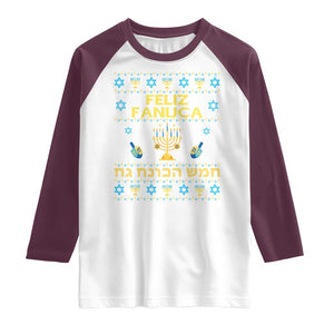 Funny Hanukkah Raglan Shirt Feliz Januca Ladino Jewish Sephardic TS09 White Maroon Print Your Wear