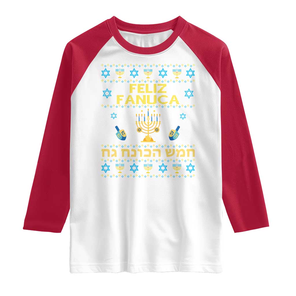 Funny Hanukkah Raglan Shirt Feliz Januca Ladino Jewish Sephardic TS09 White Red Print Your Wear