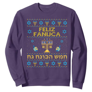 Funny Hanukkah Sweatshirt Feliz Januca Ladino Jewish Sephardic TS09 Purple Print Your Wear