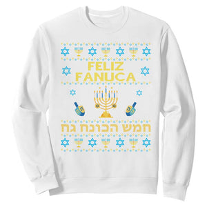 Funny Hanukkah Sweatshirt Feliz Januca Ladino Jewish Sephardic TS09 White Print Your Wear