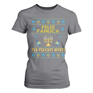 Funny Hanukkah T Shirt For Women Feliz Januca Ladino Jewish Sephardic TS09 Charcoal Print Your Wear