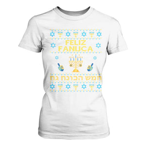 Funny Hanukkah T Shirt For Women Feliz Januca Ladino Jewish Sephardic TS09 White Print Your Wear