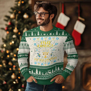 Funny Hanukkah Ugly Christmas Sweater Feliz Januca Ladino Jewish Sephardic TS09 Green Print Your Wear