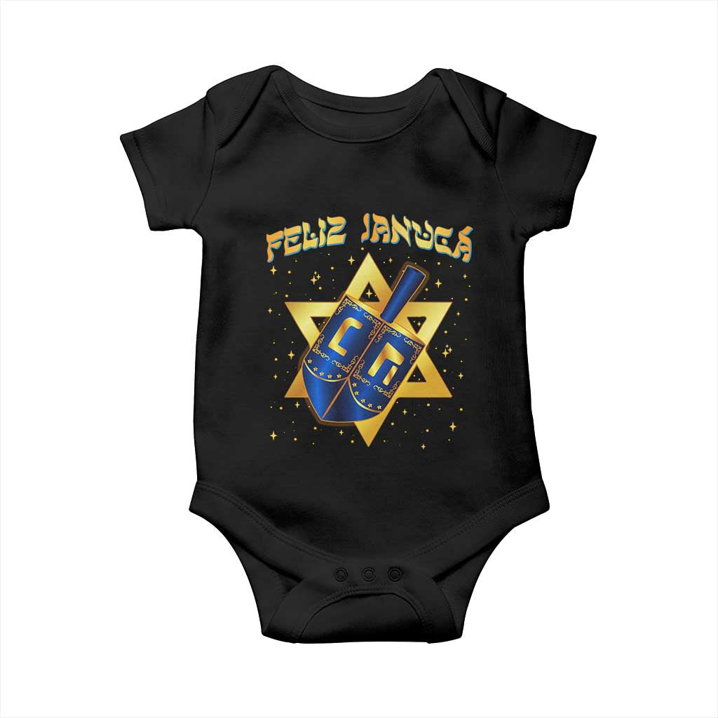 Funny Hanukkah Baby Onesie Feliz Januca Jewish Sephardic Ladino TS09 Black Print Your Wear