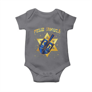 Funny Hanukkah Baby Onesie Feliz Januca Jewish Sephardic Ladino TS09 Charcoal Print Your Wear