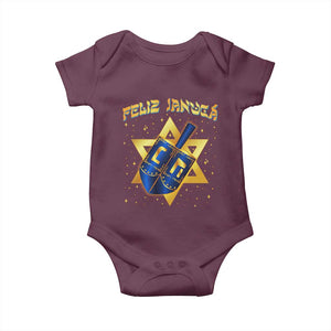 Funny Hanukkah Baby Onesie Feliz Januca Jewish Sephardic Ladino TS09 Maroon Print Your Wear