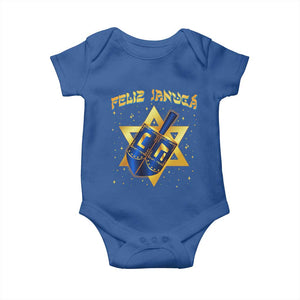 Funny Hanukkah Baby Onesie Feliz Januca Jewish Sephardic Ladino TS09 Royal Blue Print Your Wear