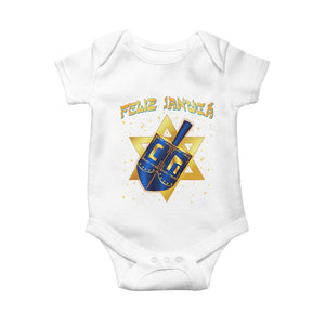 Funny Hanukkah Baby Onesie Feliz Januca Jewish Sephardic Ladino TS09 White Print Your Wear