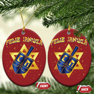 Funny Hanukkah Christmas Ornament Feliz Januca Jewish Sephardic Ladino TS09 Oval Red Print Your Wear