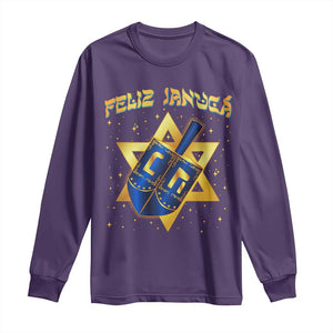 Funny Hanukkah Long Sleeve Shirt Feliz Januca Jewish Sephardic Ladino TS09 Purple Print Your Wear