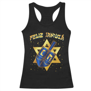 Funny Hanukkah Racerback Tank Top Feliz Januca Jewish Sephardic Ladino TS09 Black Print Your Wear