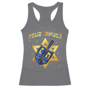 Funny Hanukkah Racerback Tank Top Feliz Januca Jewish Sephardic Ladino TS09 Charcoal Print Your Wear