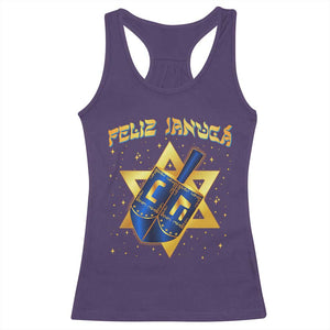 Funny Hanukkah Racerback Tank Top Feliz Januca Jewish Sephardic Ladino TS09 Purple Print Your Wear