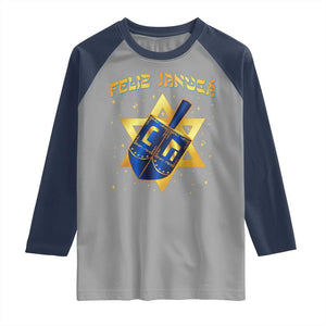 Funny Hanukkah Raglan Shirt Feliz Januca Jewish Sephardic Ladino TS09 Sport Gray Navy Print Your Wear