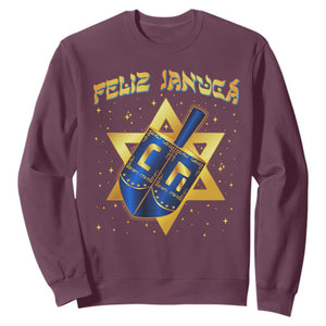 Funny Hanukkah Sweatshirt Feliz Januca Jewish Sephardic Ladino TS09 Maroon Print Your Wear