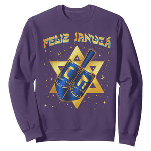 Funny Hanukkah Sweatshirt Feliz Januca Jewish Sephardic Ladino TS09 Purple Print Your Wear