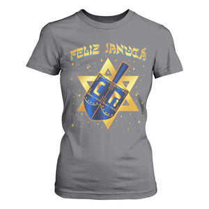 Funny Hanukkah T Shirt For Women Feliz Januca Jewish Sephardic Ladino TS09 Charcoal Print Your Wear