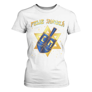 Funny Hanukkah T Shirt For Women Feliz Januca Jewish Sephardic Ladino TS09 White Print Your Wear