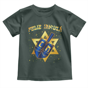 Funny Hanukkah Toddler T Shirt Feliz Januca Jewish Sephardic Ladino TS09 Dark Forest Green Print Your Wear