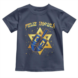 Funny Hanukkah Toddler T Shirt Feliz Januca Jewish Sephardic Ladino TS09 Navy Print Your Wear