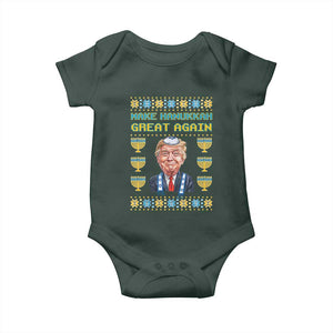 Funny Hanukkah Trump Baby Onesie Make Hanukkah Great Again TS09 Dark Forest Green Print Your Wear