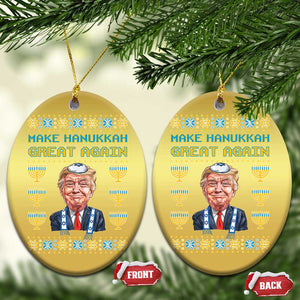 Funny Hanukkah Trump Christmas Ornament Make Hanukkah Great Again TS09 Oval Gold Print Your Wear