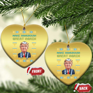 Funny Hanukkah Trump Christmas Ornament Make Hanukkah Great Again TS09 Heart Gold Print Your Wear