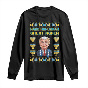 Funny Hanukkah Trump Long Sleeve Shirt Make Hanukkah Great Again TS09 Black Print Your Wear