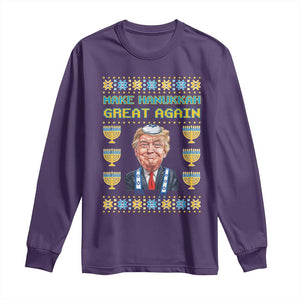 Funny Hanukkah Trump Long Sleeve Shirt Make Hanukkah Great Again TS09 Purple Print Your Wear