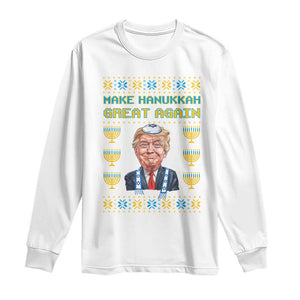 Funny Hanukkah Trump Long Sleeve Shirt Make Hanukkah Great Again TS09 White Print Your Wear