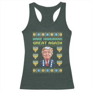 Funny Hanukkah Trump Racerback Tank Top Make Hanukkah Great Again TS09 Dark Forest Green Print Your Wear