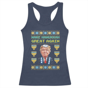 Funny Hanukkah Trump Racerback Tank Top Make Hanukkah Great Again TS09 Navy Print Your Wear