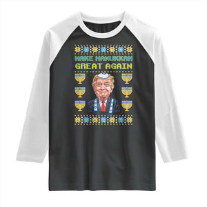 Funny Hanukkah Trump Raglan Shirt Make Hanukkah Great Again TS09 Black White Print Your Wear