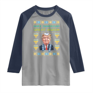 Funny Hanukkah Trump Raglan Shirt Make Hanukkah Great Again TS09 Sport Gray Navy Print Your Wear