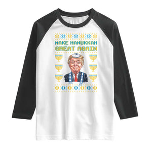 Funny Hanukkah Trump Raglan Shirt Make Hanukkah Great Again TS09 White Black Print Your Wear