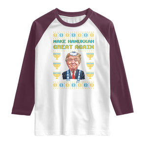 Funny Hanukkah Trump Raglan Shirt Make Hanukkah Great Again TS09 White Maroon Print Your Wear