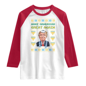 Funny Hanukkah Trump Raglan Shirt Make Hanukkah Great Again TS09 White Red Print Your Wear