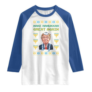 Funny Hanukkah Trump Raglan Shirt Make Hanukkah Great Again TS09 White Royal Print Your Wear